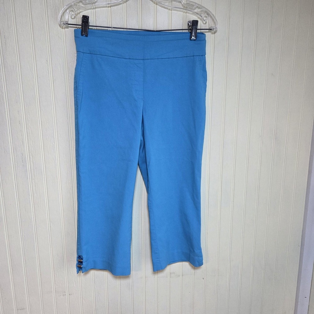 Counterparts Capri Pants Womens PS Blue Pull On Ponte Stretch Studded Hem